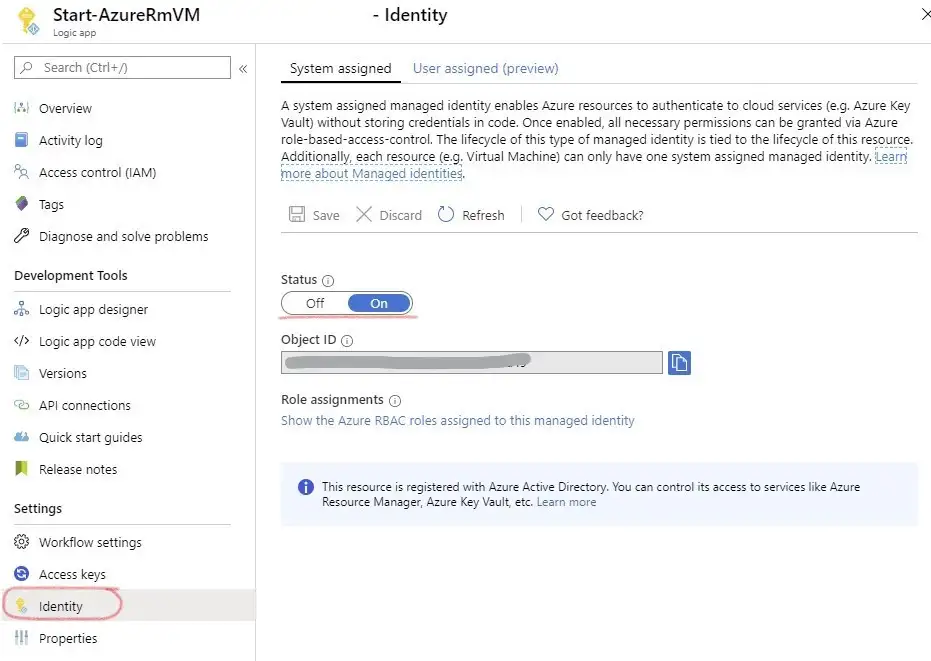 Enable Managed Identity on the Logic App